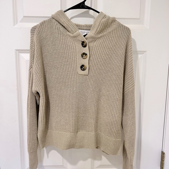Rachel Zoe Sweaters - Rachel Zoe Tan Knot Hooded Sweater